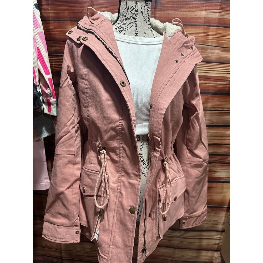 Eden Society Pink Hooded Fleece Lined Utility Jacket Stitch Fix Small EJ17972
